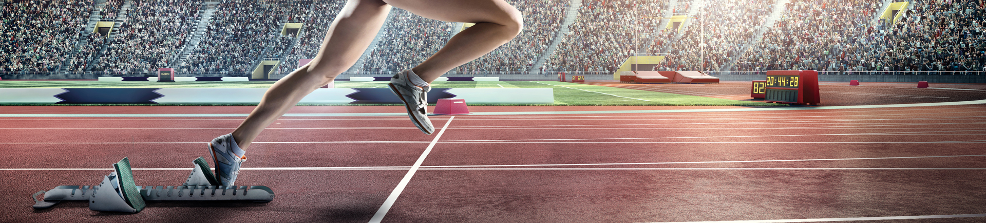 Imagem de atleta a correr em pista de Tartam