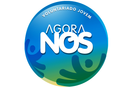 Imagem grafica do logo AGORA NOS mão a segurar o mundo